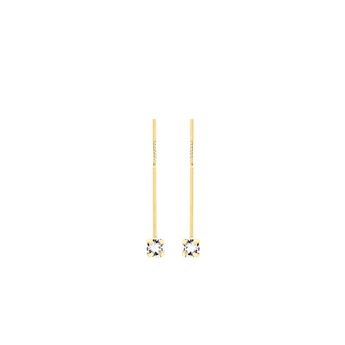 Par de aros largos cristal blanco en Plata de Minimal
