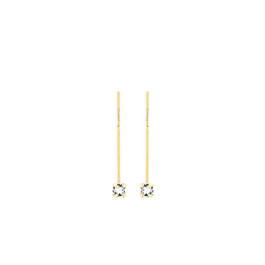 Par de aros largos cristal blanco en Plata de Minimal