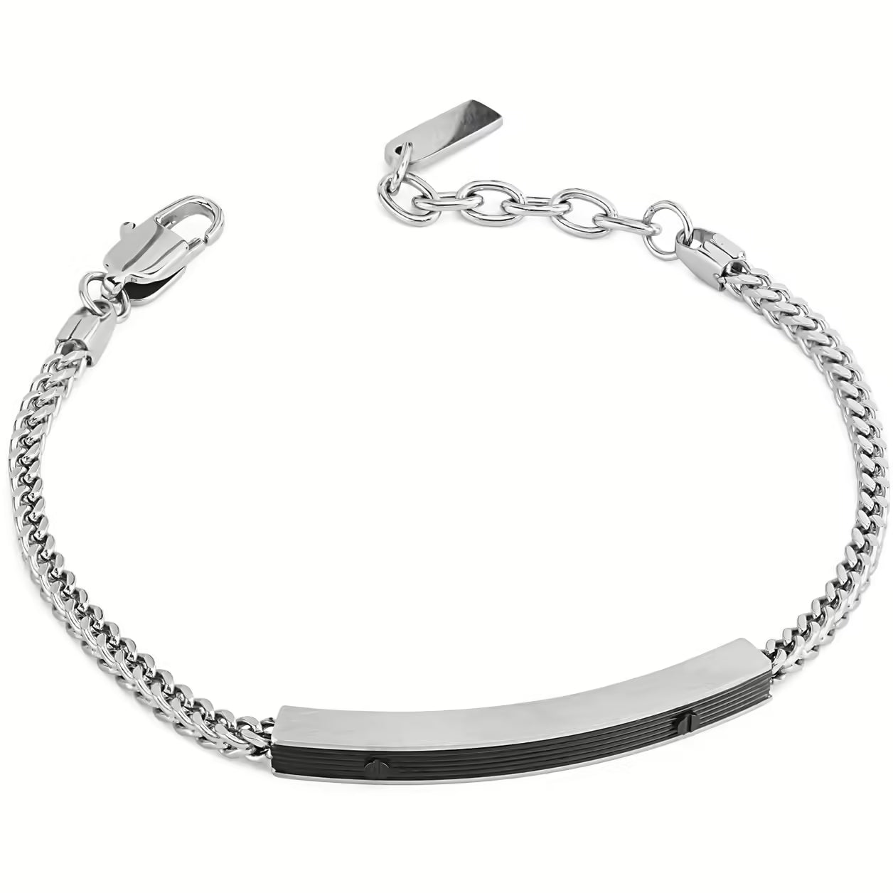 Pulsera  con eslabones de serpiente y cristal central de PVD negro en Acero Inoxidable  ABR730