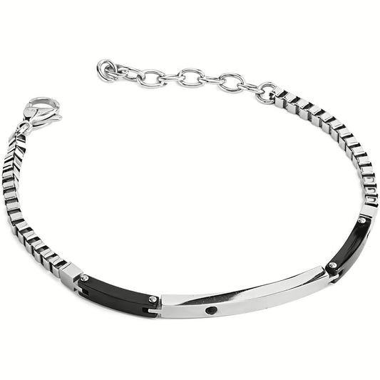 Pulsera Tejido veneciano y Placas Acero Inoxidable Boccadamo Man  ABR734A