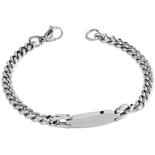 Pulsera con eslabones barbados y placa central ovalada lisa Acero Inoxidable Boccadamo Man ABR740