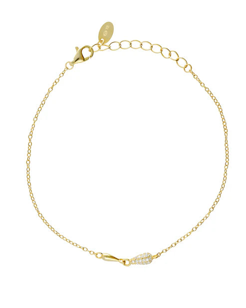 Pulsera Lux gota con circonita blanca en Plata (Baño de oro 18k)