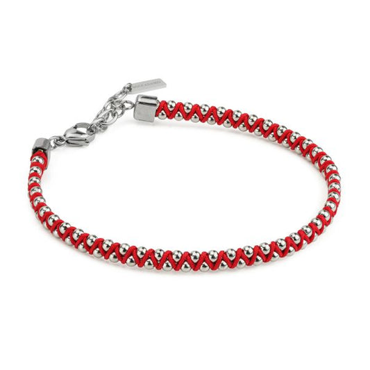 Pulsera con cordón rojo y Acero Inoxidable Boccadamo Man  ABR774B