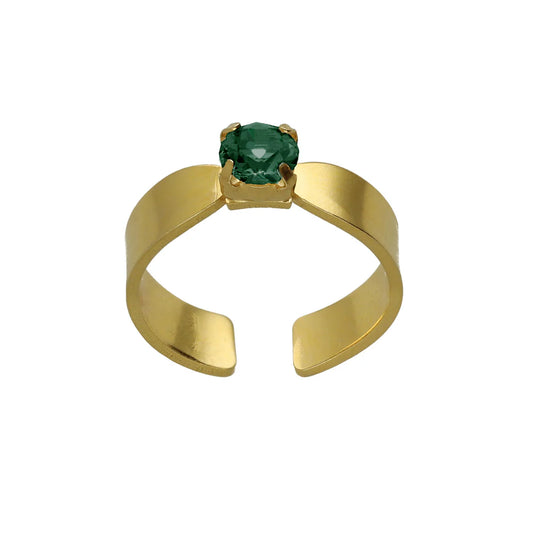 Anillo ajustable Colourful Alpina con cristal en Plata baño Oro