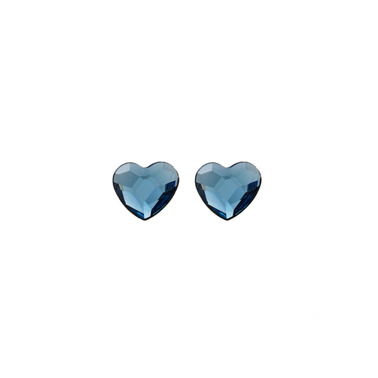 Par de aros botón Cuore corazón grande cristal en Plata baño rodio
