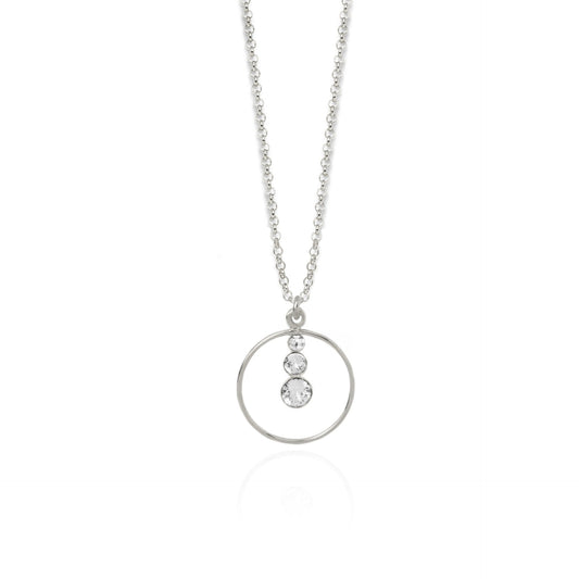 Collar corto Celeste círculo cristal blanco en Plata