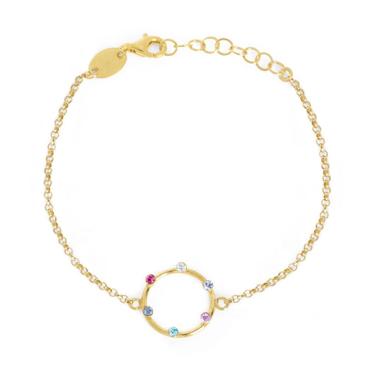 Pulsera Iris círculo cristal en Plata baño Oro