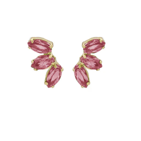 Par de aros botón oval Ombra con cristal en Plata baño Rodio (Copia)