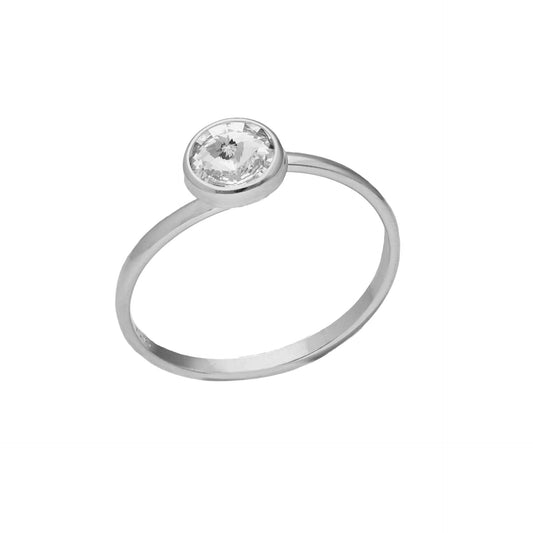 Anillo ajustable Basic 7mm círculo cristal en Plata