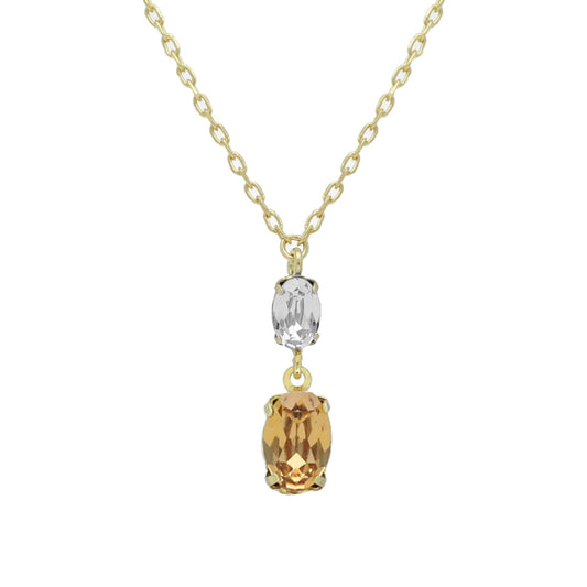 Collar corto Gemma oval cristal en Plata baño Oro