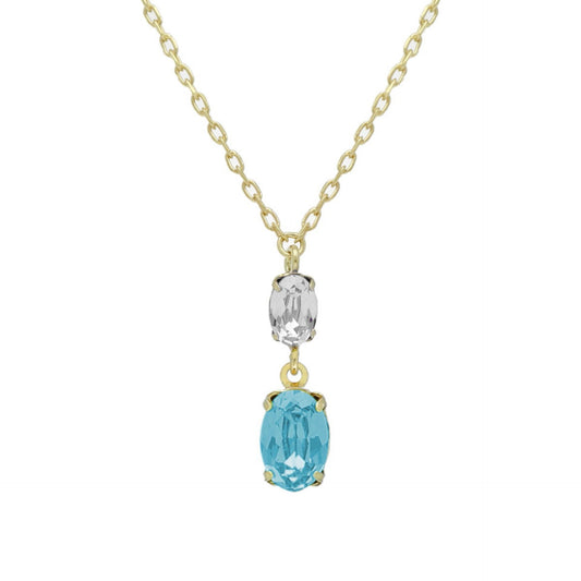Collar corto Gemma oval cristal en Plata baño Oro