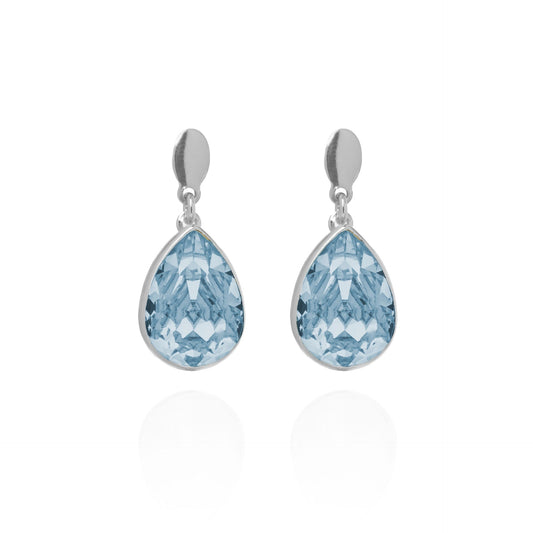 Par de Aros cortos Essential lágrima
cristal en Plata baño rodio
(Aquamarine)