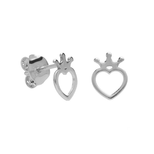 Par de Aros botón Magic corazón en Plata