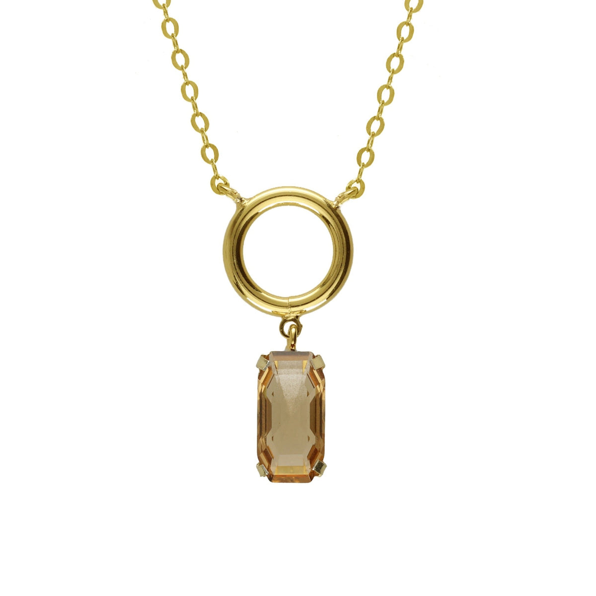Collar corto rectángulo bañado en oro topacio