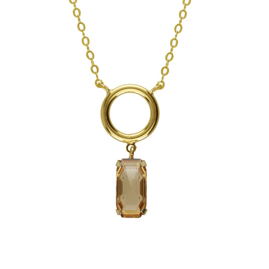 Collar corto rectángulo bañado en oro topacio
