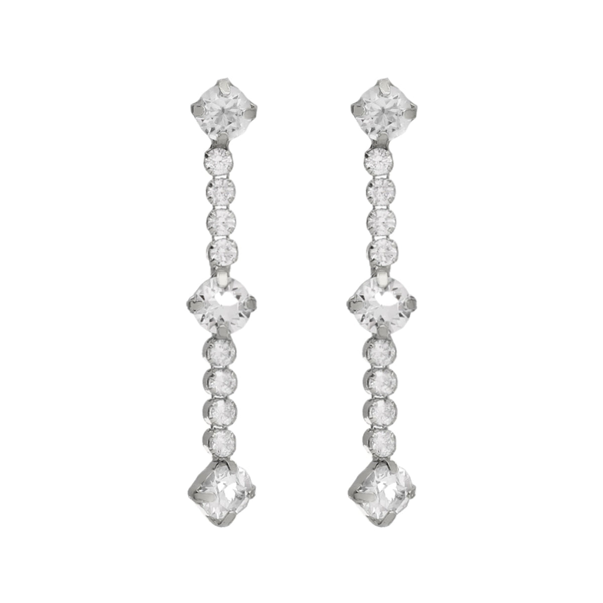 Par de Aros largos Halo cristales
riviere en Plata