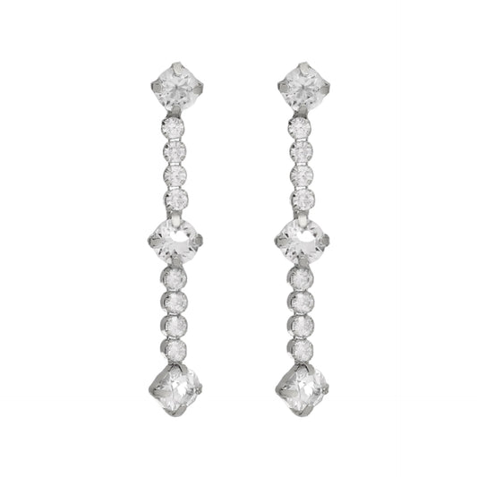 Par de Aros largos Halo cristales
riviere en Plata