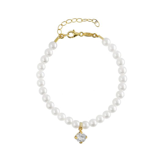 Pulsera plata Perlas