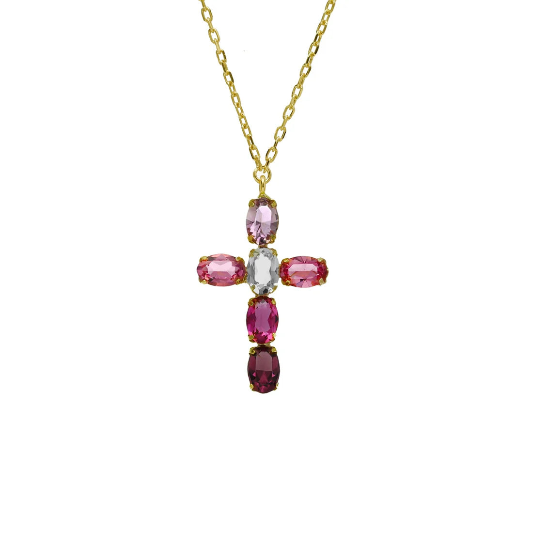 Collar corto Harmony cruz cristal en Plata baño Oro