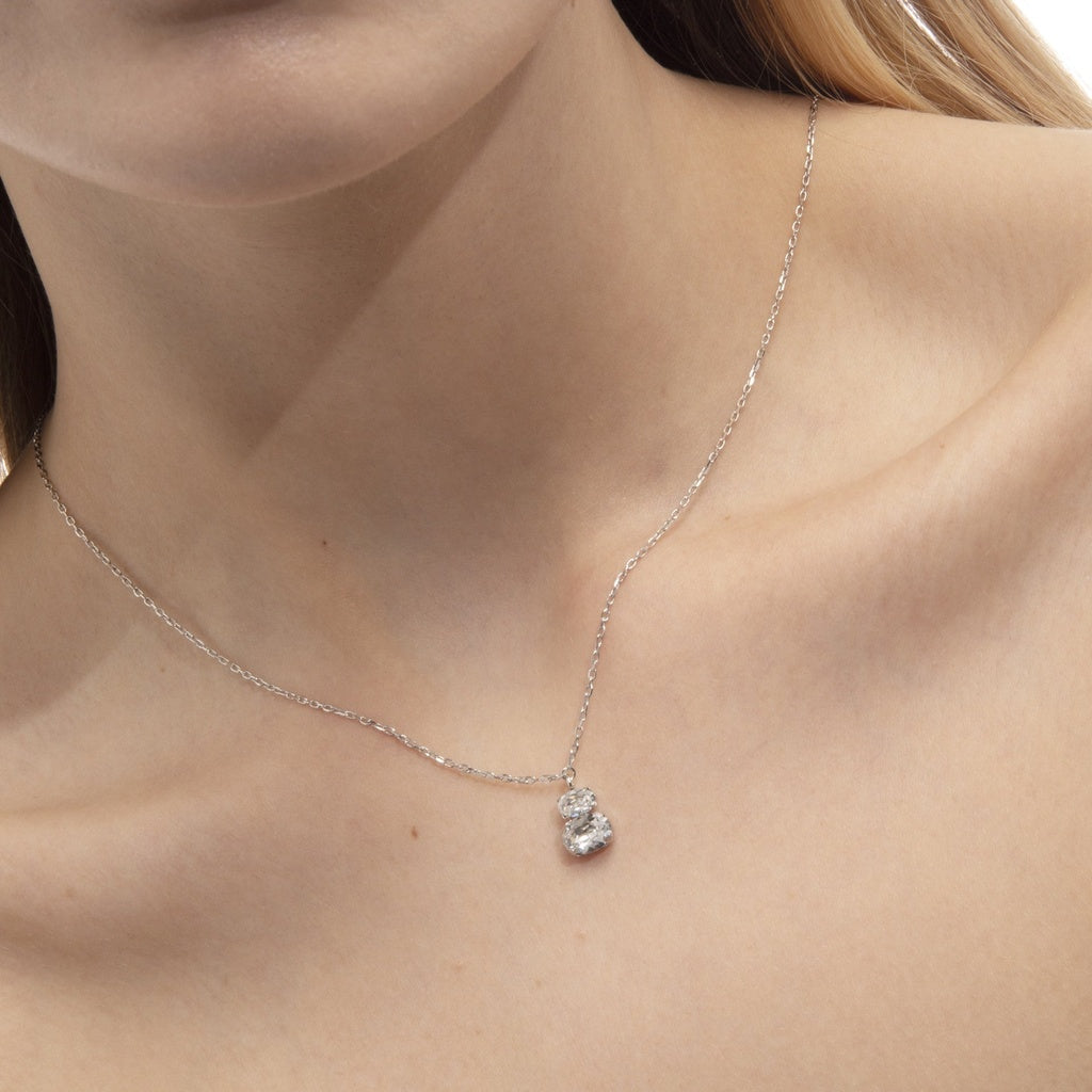 Collar corto Gemma cristal en Plata baño rodio