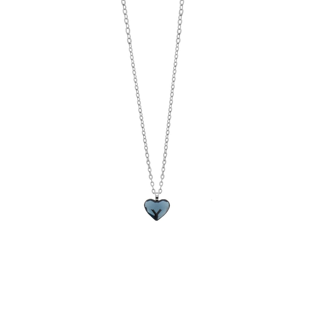 Collar corto Cuore corazón pequeño cristal en Plata baño rodio