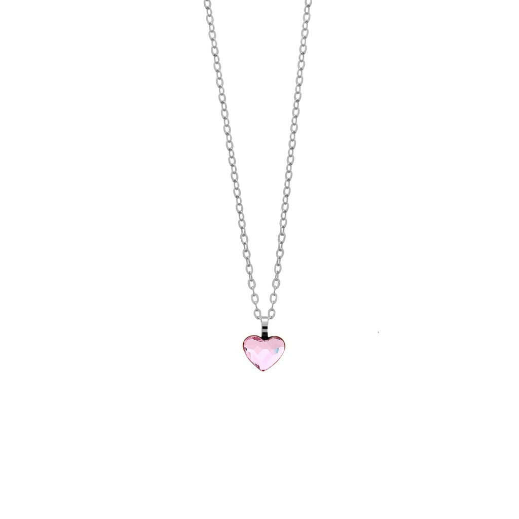 Collar corto Cuore corazón pequeño cristal en Plata baño rodio