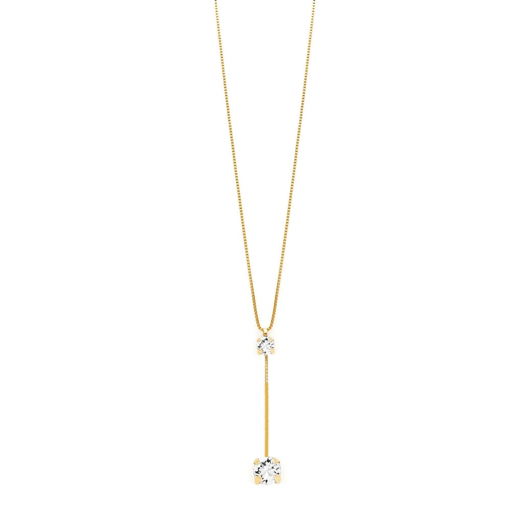 Collar corto Minimal cristal blanco en Plata
