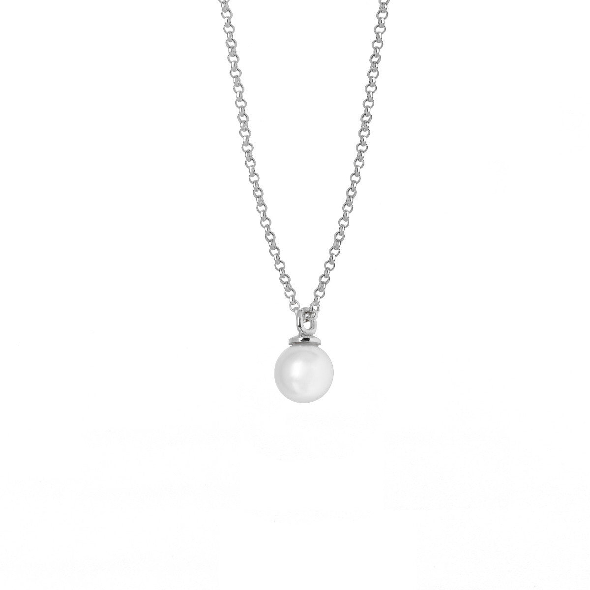 Collar corto perla blanco elaborado en plata