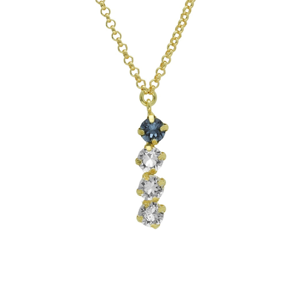 Collar corto cristal azul en Plata baño rodio de Fadhila