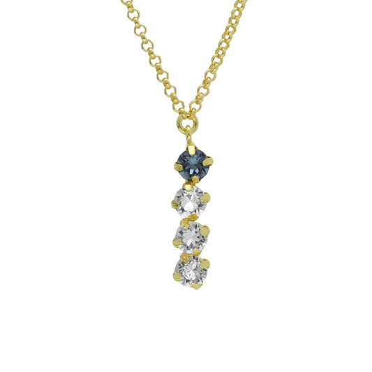 Collar corto cristal azul en Plata baño rodio de Fadhila