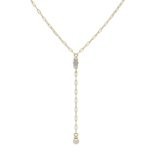 Collar corto cristales y perlas blanco en Plata de Charlotte Baño de oro 18k