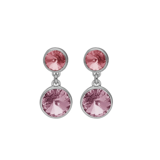 Par de Aros cortos cristal en Plata baño rodio de Basic Light Amethyst