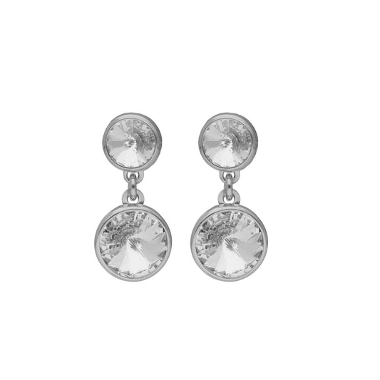 Par de Aros cortos cristal en Plata baño rodio de Basic Crystal