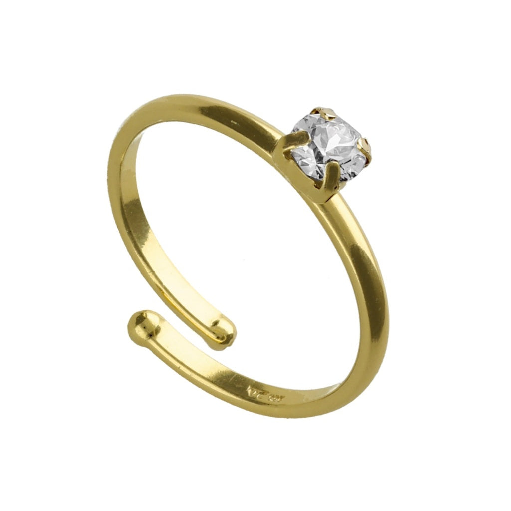 Anillo ajustable Clarity círculo cristal en Plata baño Oro