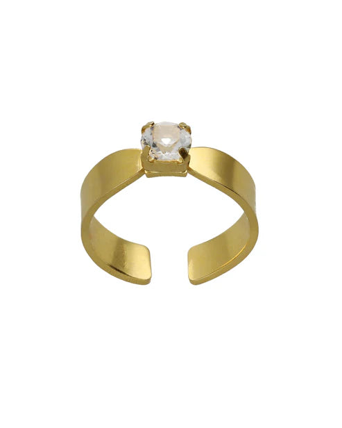 Anillo ajustable Colourful Alpina con cristal en Plata baño Oro