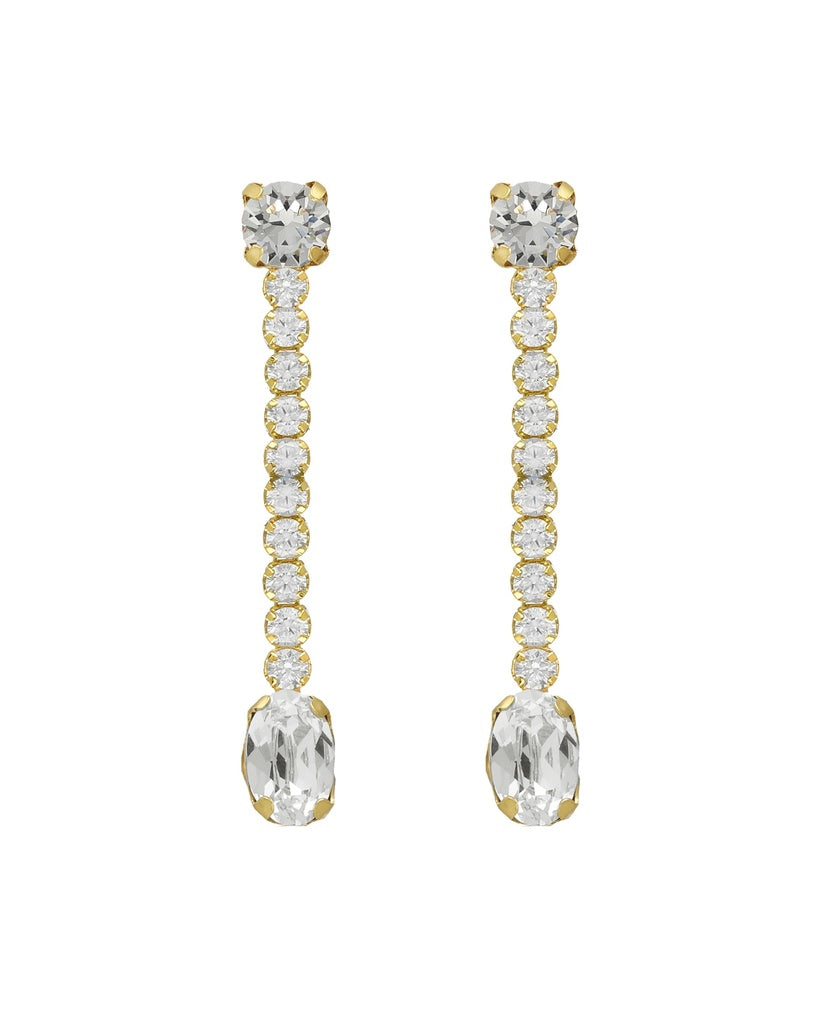 Par de Aros largos Lieve con cristal riviere blanco en Plata