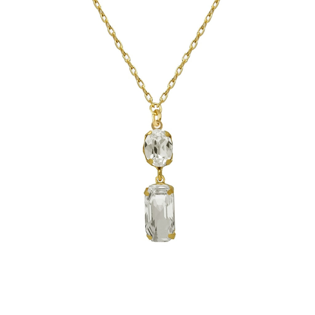 Collar corto rectángulo Buenos Días con cristal en Plata