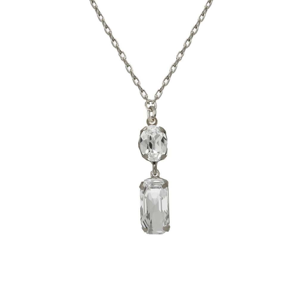 Collar corto rectángulo Buenos Días con cristal en Plata