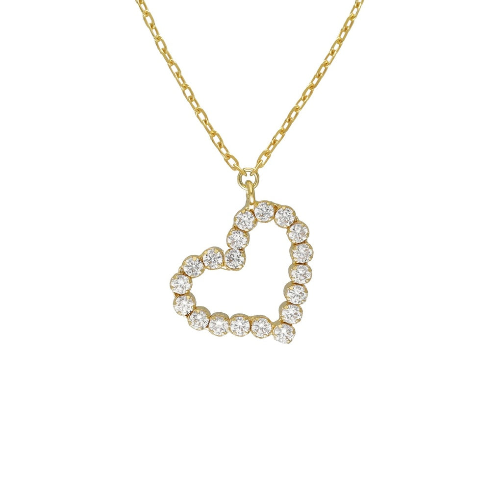 Collar corto corazón irregular El Gesto con cristales riviere en Plata