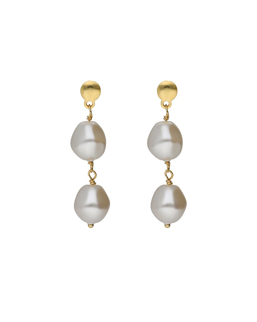 Par de Aros cortos Sera con perla barroca en Plata