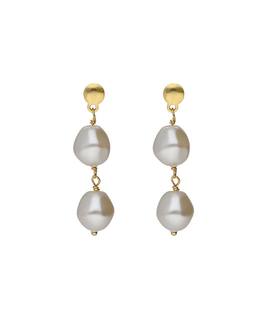 Par de Aros cortos Sera con perla barroca en Plata