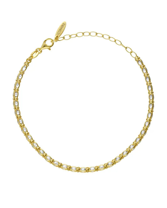 Pulsera Origami con cristal blanco en Plata