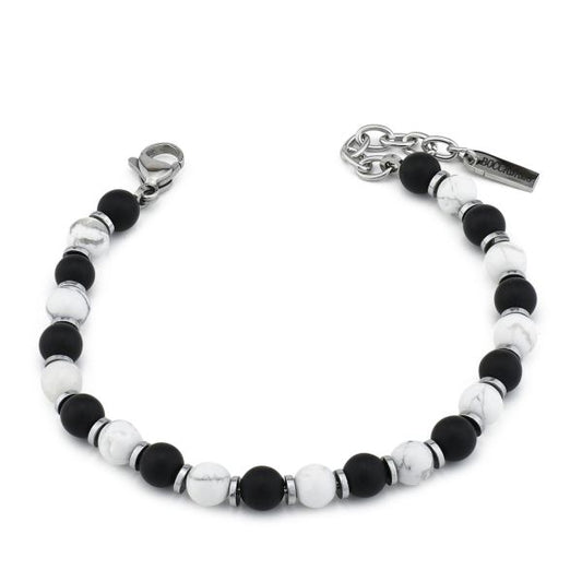 Pulsera de hombre con aulita y ónix y Acero Inoxidable Boccadamo ABR683B