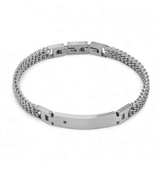 Pulsera Placa Central Acero Inoxidable Boccadamo Man  ABR688