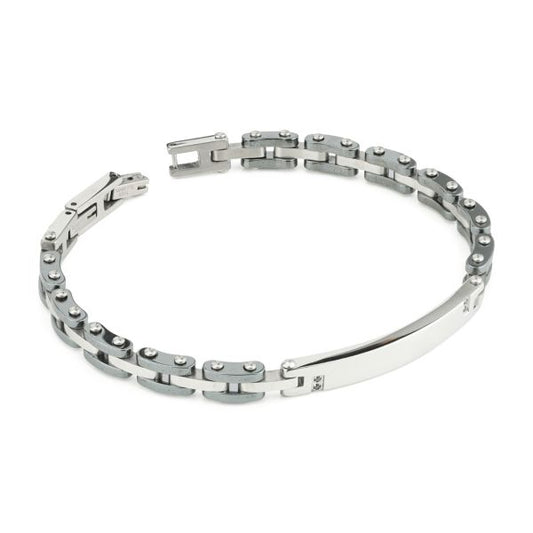 Pulsera  con eslabones PVD gris Acero Inoxidable Boccadamo Man  ABR760