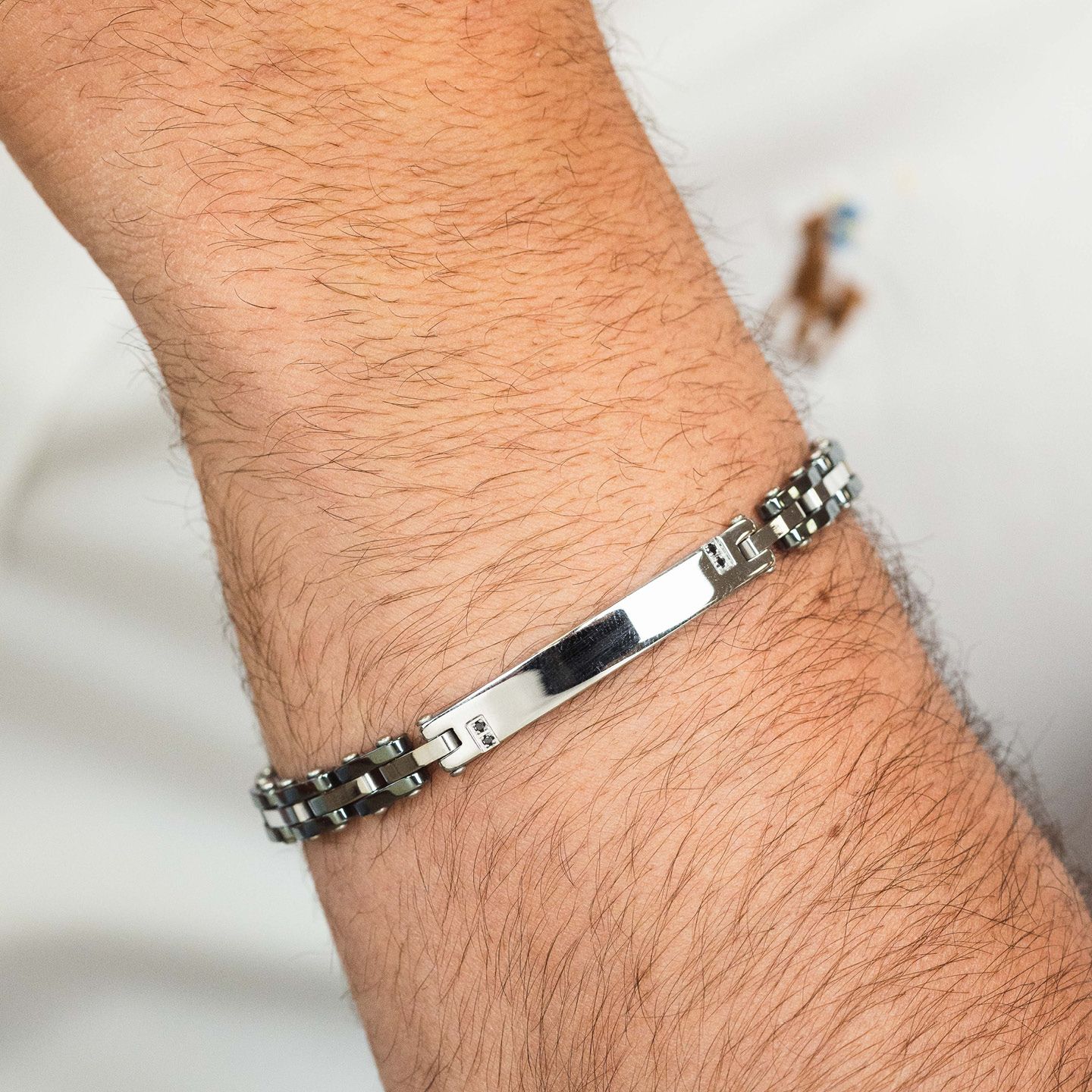 Pulsera  con eslabones PVD gris Acero Inoxidable Boccadamo Man  ABR760