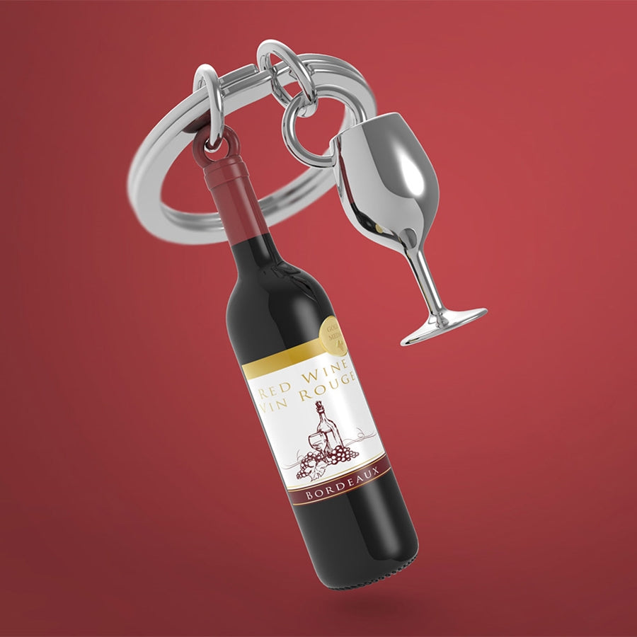 Llavero de Vino Tinto y Copa