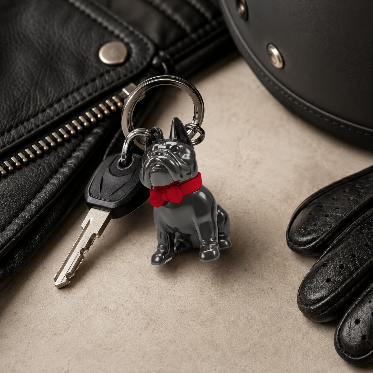 Llavero de Bulldog Negro