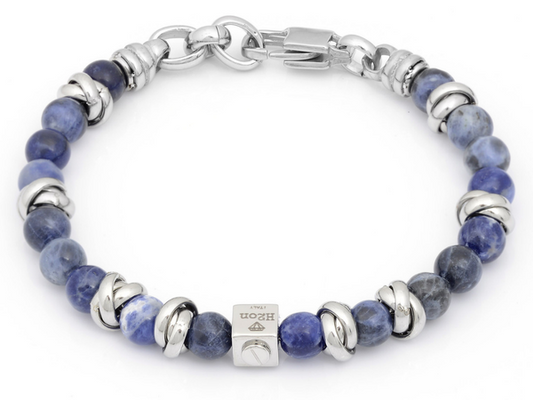 Pulsera de acero cúbico con piedra SODALITA HO002-3