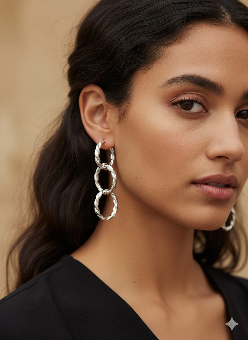 Par de aros Soft trenzada en Plata de Fluency